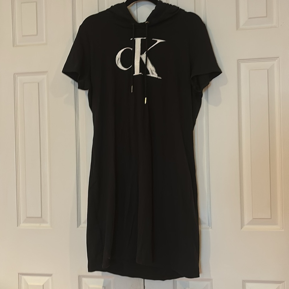 Calvin Klein shortsleeve logo hoodie  dress Sz XL - Picture 3 of 13